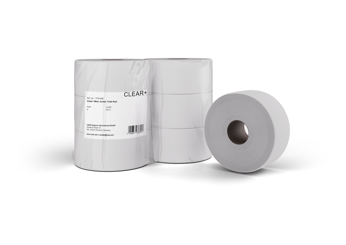 Papier toaletowy Clear+ rolki maxi jumbo, 2-warstwowy, 380 m