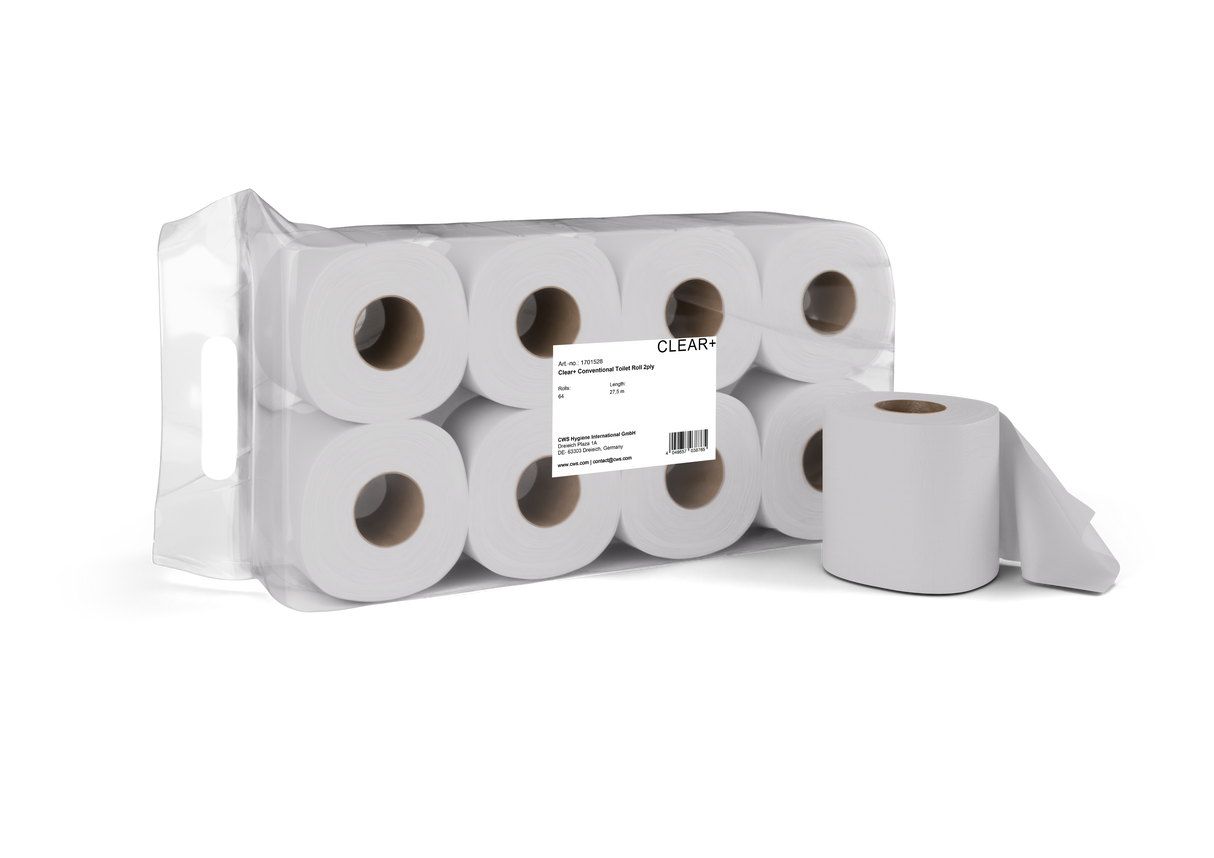 Papier toaletowy Clear+, standardowe rolki, 2-warstwowy, 64 rolki