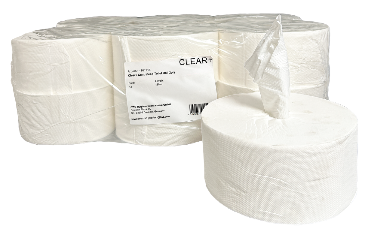 Papier toaletowy centralnego dozowania Clear+, 12 rolek